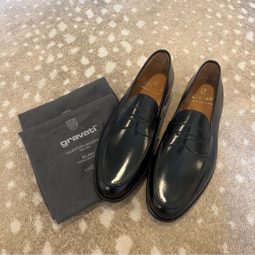 Gravati | Black Leather Penny Loafers NWOT